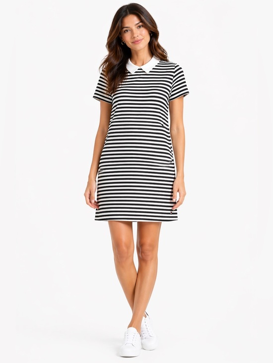 Tommy Hilfiger Dresses & Skirts - EUC Tommy Hilfiger Size Large Striped Black and White Collar Dress